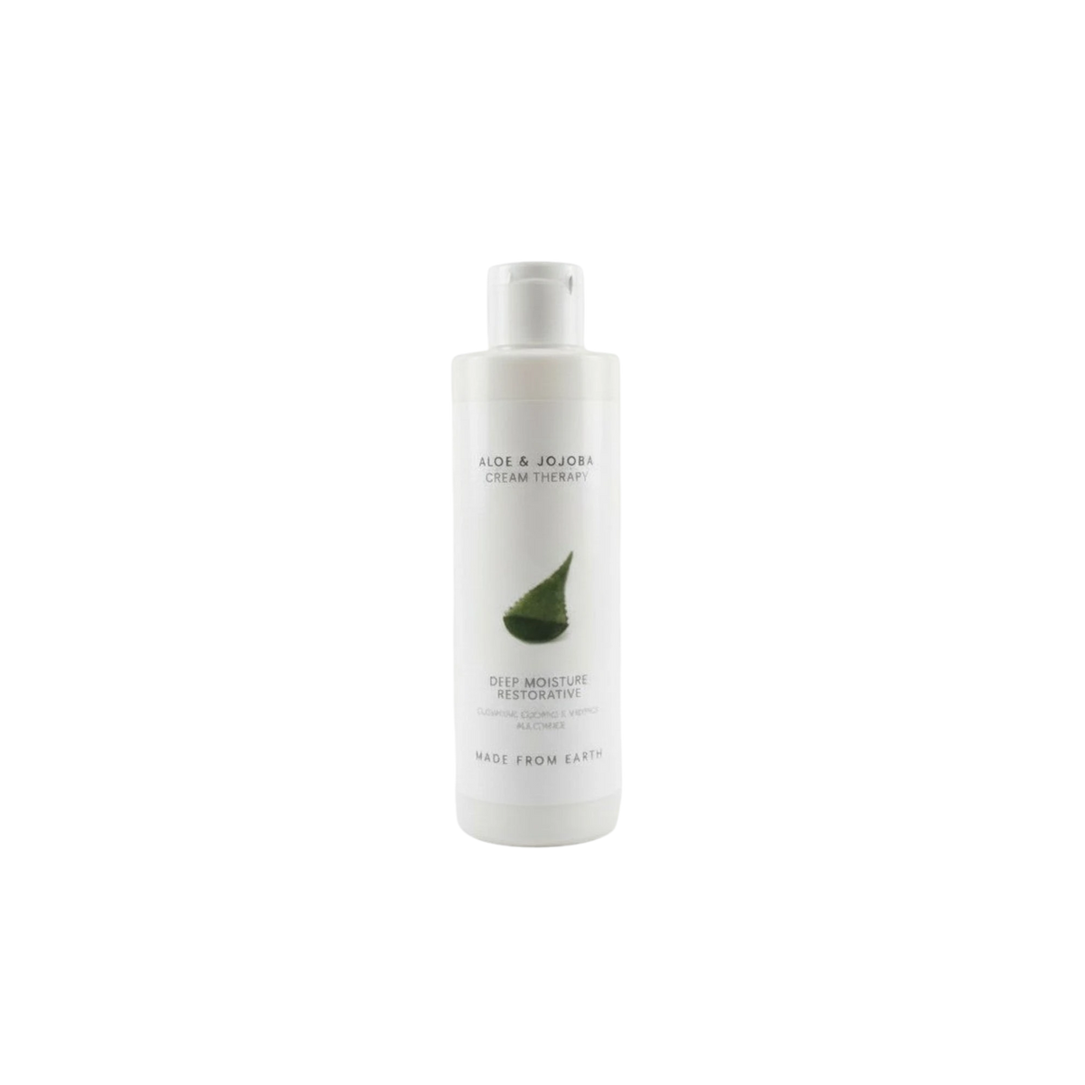 Made from Earth Aloe & Jojoba Cream Therapy Deep Moisture Restorative lotion bottle with aloe leaf graphic.