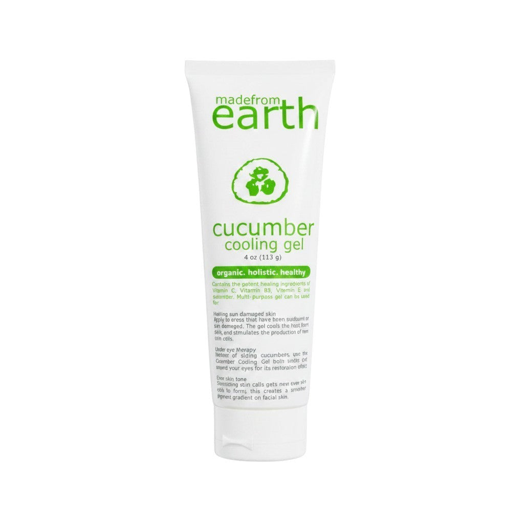 Made from Earth Cucumber Cooling Gel, a 4 oz tube of organic, holistic, healthy gel with cucumber and aloe vera for hydration and cooling relief.