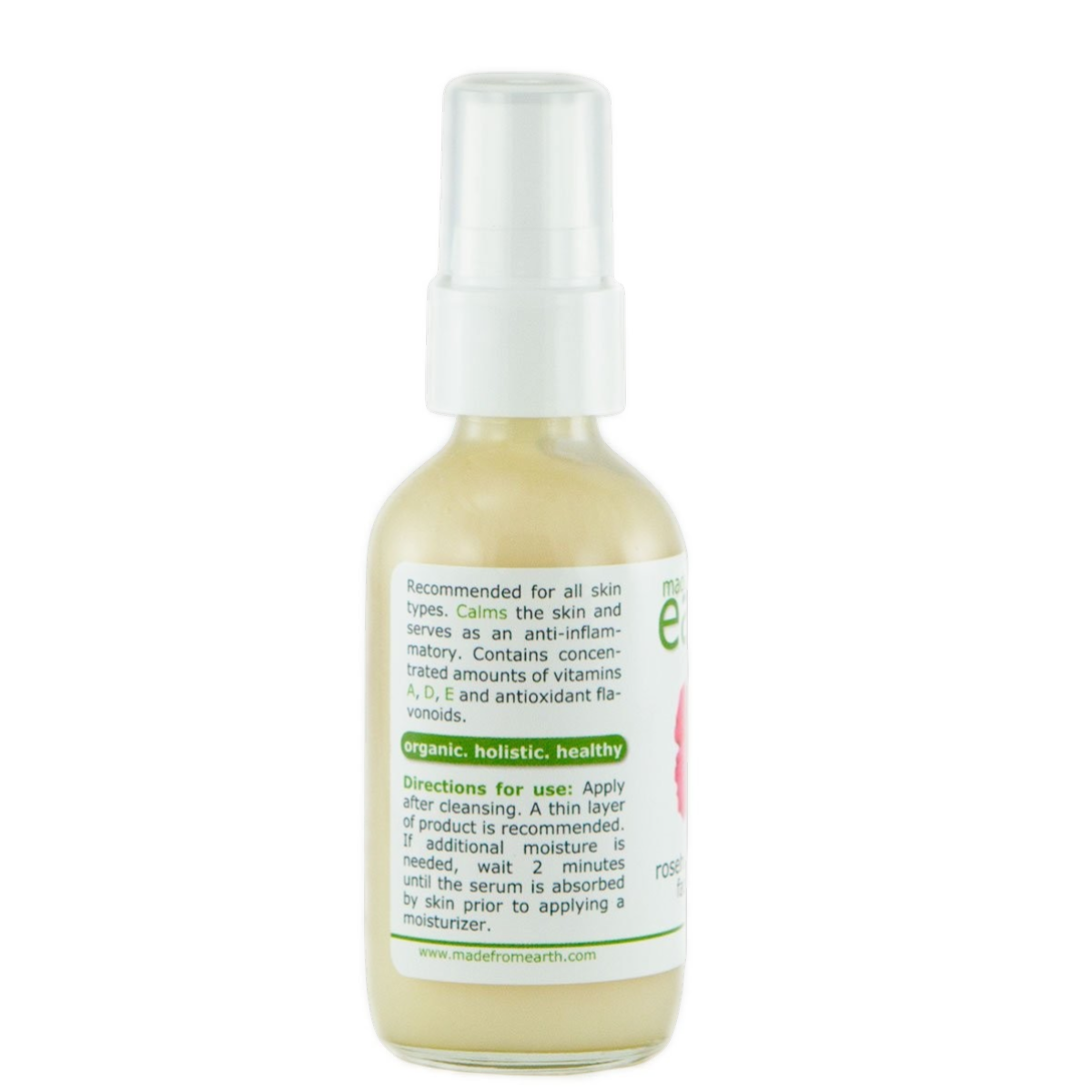 Made from Earth Rosehip + Hibiscus Facial Serum for soft, smooth, sensitive skin. Moisturizing and calming.