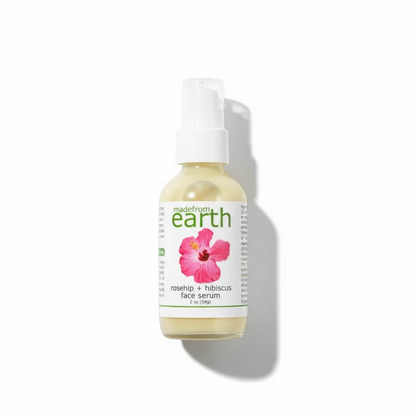 Made from Earth Rosehip + Hibiscus Facial Serum for soft, smooth, sensitive skin. Moisturizing serum calms and hydrates.