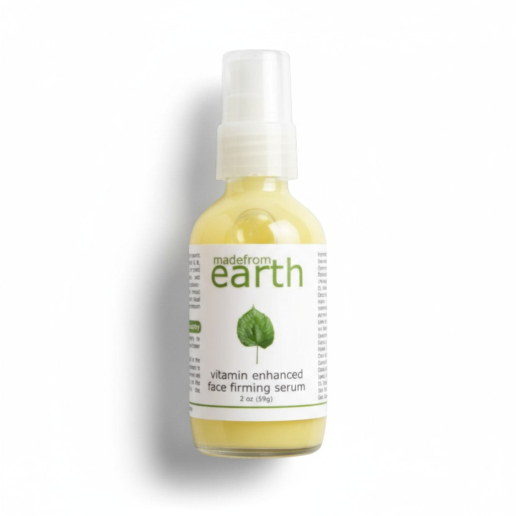 Made from Earth Vitamin Enhanced Face Firming Serum with organic vitamins and botanicals, 2 oz bottle.