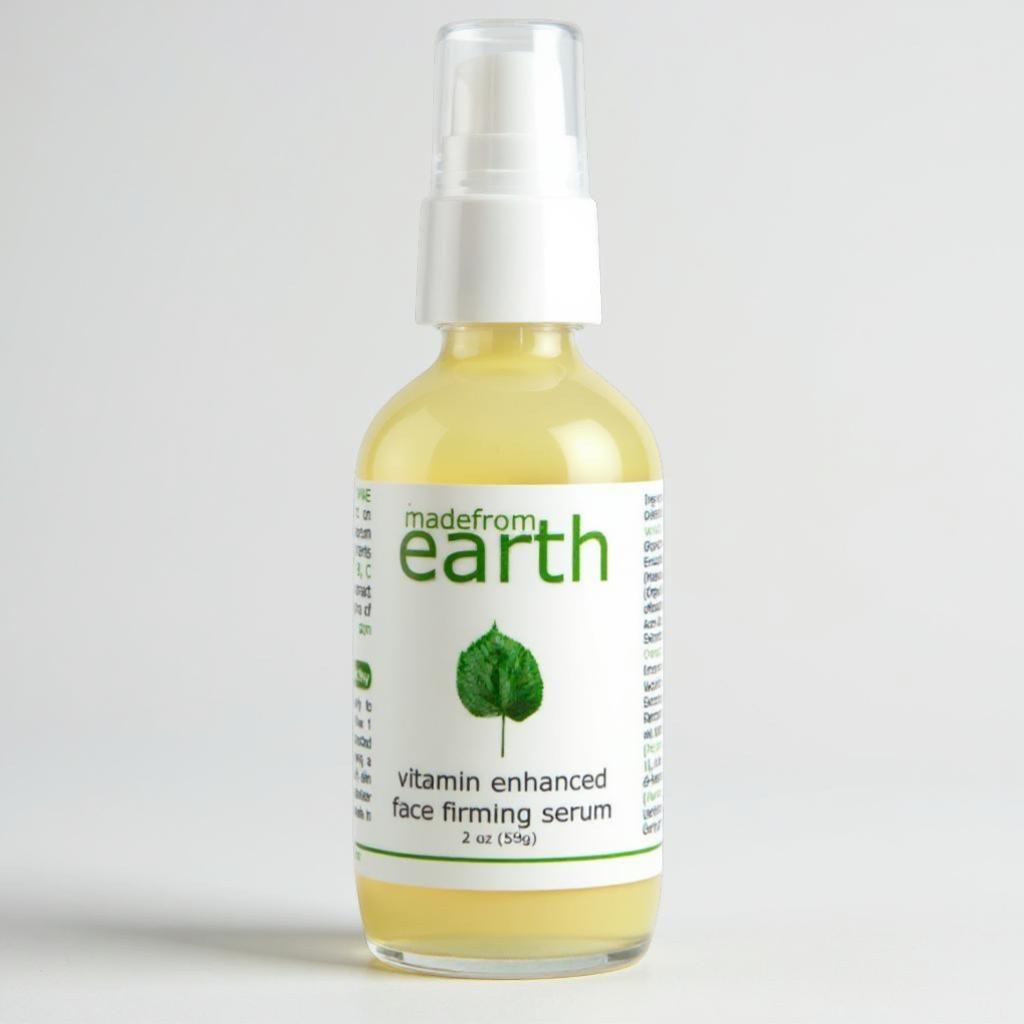 Made from Earth Vitamin Enhanced Face Firming Serum with organic vitamins and botanicals, 2 oz bottle.