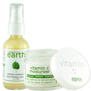 kit vitaminc firming Vitamin C + Face Firming Facial Kit 1 x Vitamin Enhanced Face Firming Serum, 2oz 1 x Vitamin C Moisturizer, 2oz The Vitamin C + Face Firming Combo Kit was designed with the most potent organic anti-aging ingredients possible. The Vitamin C (in the Vitamin C Moisturizer), when combined with the DMAE & Vitamins A, B, C, E (in the Vitamin Enhanced Face Firming Serum), work in synergy to visibly improve the appearance of the skin's texture, reducing wrinkles and fine lines. This leads to a more radiant complexion. Vitamin C, when combined with DMAE: <ul> <li style="list-style-type: none;"> <ul> <li>Increases firming effectiveness</li> <li>Plumps and hydrates, while strengthening the collagen network</li> <li>Dose of Vitamin A, B3, B5, C, E + Alpha Lipoic Acid</li> <li>Non-comedogenic.</li> <li>For all skin types.</li> </ul> </li> </ul> Individual results may vary. Genetics, diet and lifestyle are also contributing factors for healthy skin.