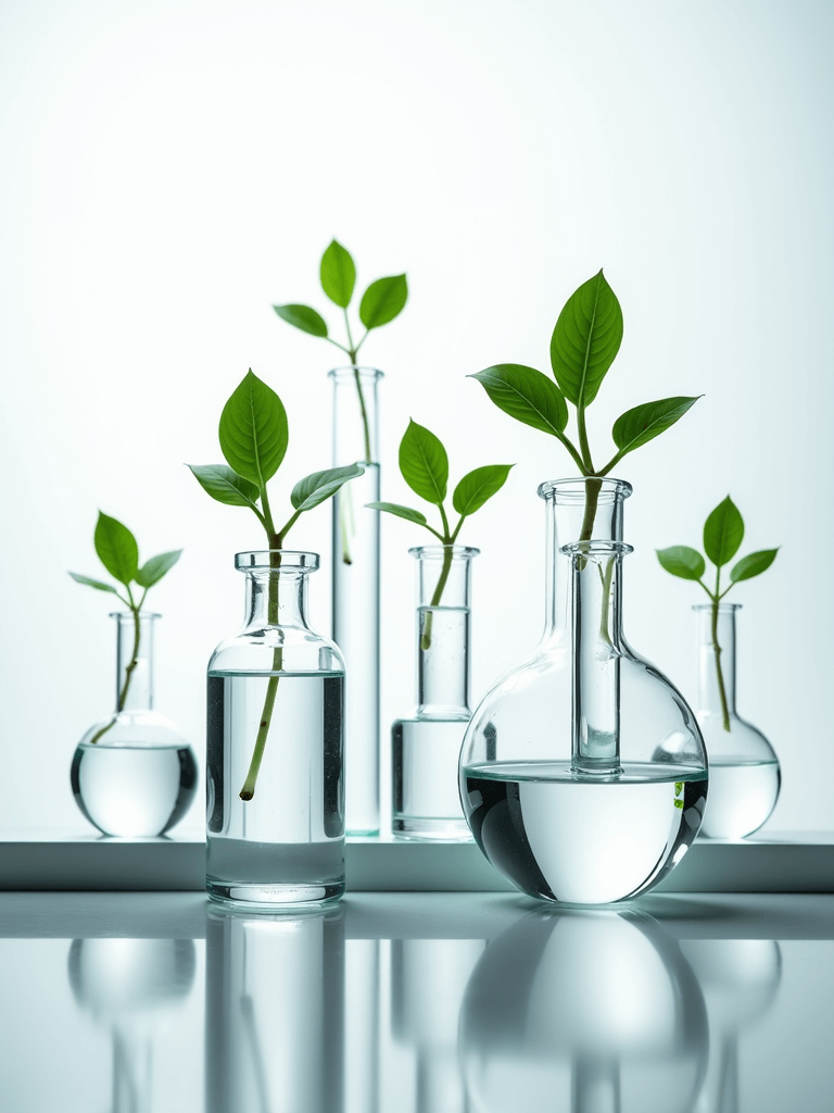 Organic Serums & Chemical Free Moisturizers 27 test tubes and lab beekers growing tea tree clean modern 10